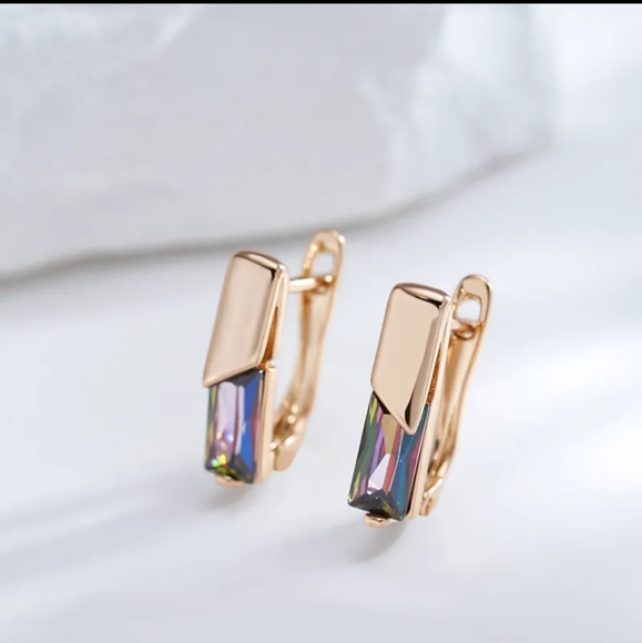 Zircon Rose Gold Tone Earrings - Picture 3 of 6